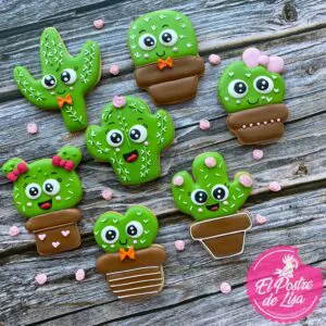 🌵🍪 Set de 7 Galletas Decoradas Cáctus Un Oasis de Sabor y Diseño 💚