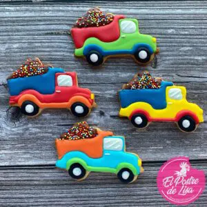 Galletas Decoradas Camiones de Colores - ¡Diversión Sobre Ruedas en Cada Bocado!