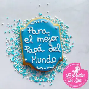 👨🏆🍪 Galletas Decoradas Placa Mejor Papá del Mundo - ¡Un Regalo Dulce y Honorable para Papá! 🎁💙