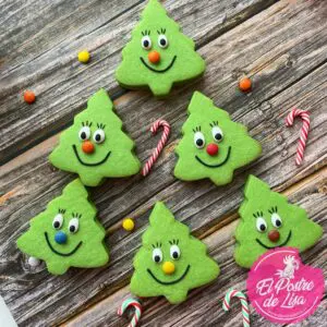 🎄🍪 Set de 6 Galletas Decoradas Árboles Rellenos de Lacasitos - ¡Un Bosque Dulce y Colorido para tu Navidad! 🎅🎁