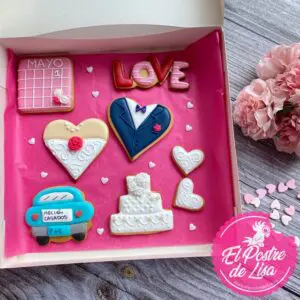 Set de Galletas Decoradas 'Viva los Novios': Dulce Celebración del Amor 💑🎉🍪