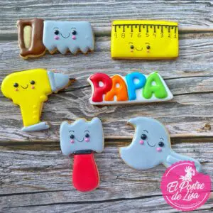 🛠️👨🍪 Set de Galletas Decoradas Herramientas para Papá - ¡Un Regalo Dulce y Temático para el Mejor Papá! 🎁💙