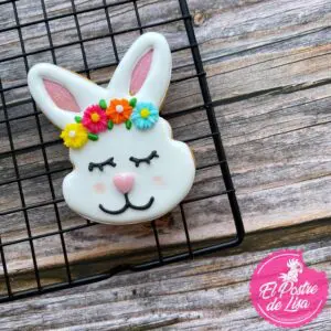 🐰🌸🍪 Galletas Decoradas Conejito Corona de Flores - ¡Un Toque de Elegancia y Encanto para Celebrar la Pascua! 🥚🌷