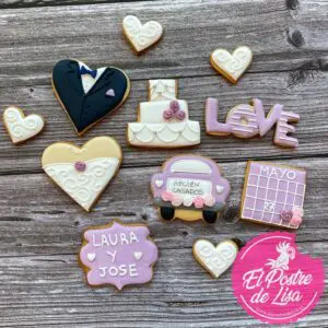 Set de Galletas Decoradas para Novios: Dulce Regalo de Amor 🎁💑🍪