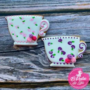 🎩 Galletas Decoradas Taza Floral: Encanto y Sabor de Alicia en el País de las Maravillas 🌸🍪