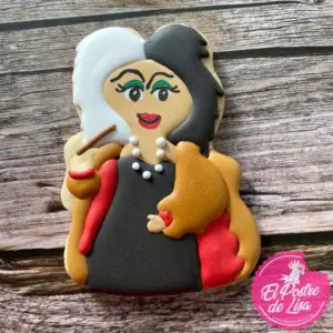 👠 Galletas Decoradas Cruela de Vil: Estilo y Oscuridad en Cada Bocado 🖤✨🍪