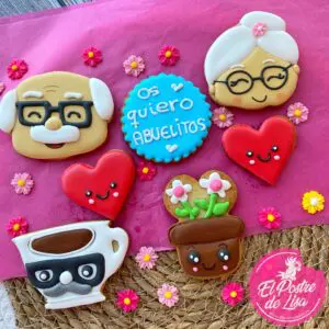 👵👴🍪 Set de Galletas Decoradas: Os Quiero Abuelos - ¡Una Dulce Expresión de Amor y Gratitud! 🎄🎁