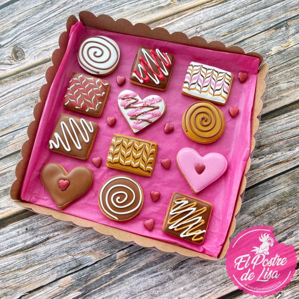 Cajita de Galletas Decoradas San Valentín: ¡Bombones Dulces y Encantadores! 💝🍪🎁