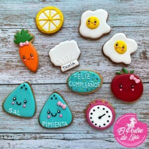 Set de 10 Galletas Decoradas: Cumpleaños Chef, Fiesta de Sabores 🎂👩‍🍳🍪