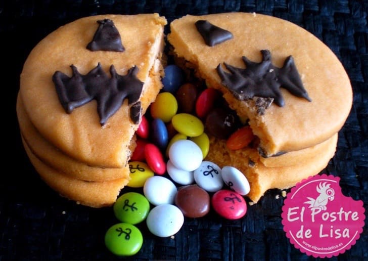 Galletas con forma de calabaza y chocolate