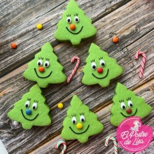 🎄🍪 Set de 6 Galletas Decoradas Árboles Rellenos de Lacasitos - ¡Un Bosque Dulce y Colorido para tu Navidad! 🎅🎁