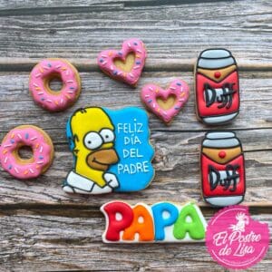 👨🍪🎉 Set de Galletas Decoradas Feliz Día del Padre con Homer - ¡Celebra con Dulzura y Diversión! 🎁😄